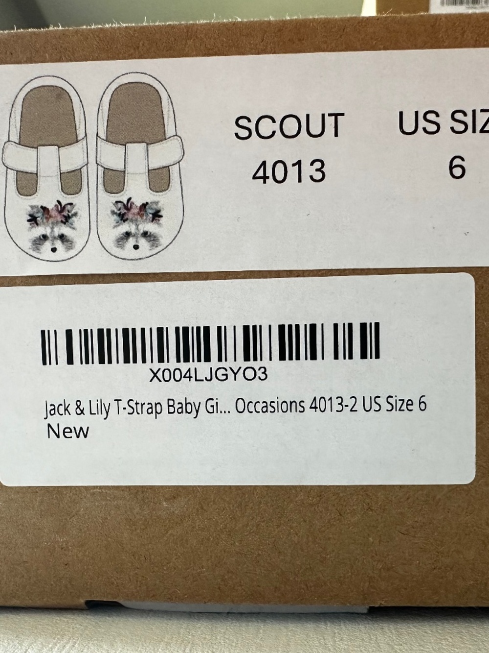 Jack & Lily Scout T-Strap Baby Shoes Size 6 Floral Animal NIB - Picture 2 of 2